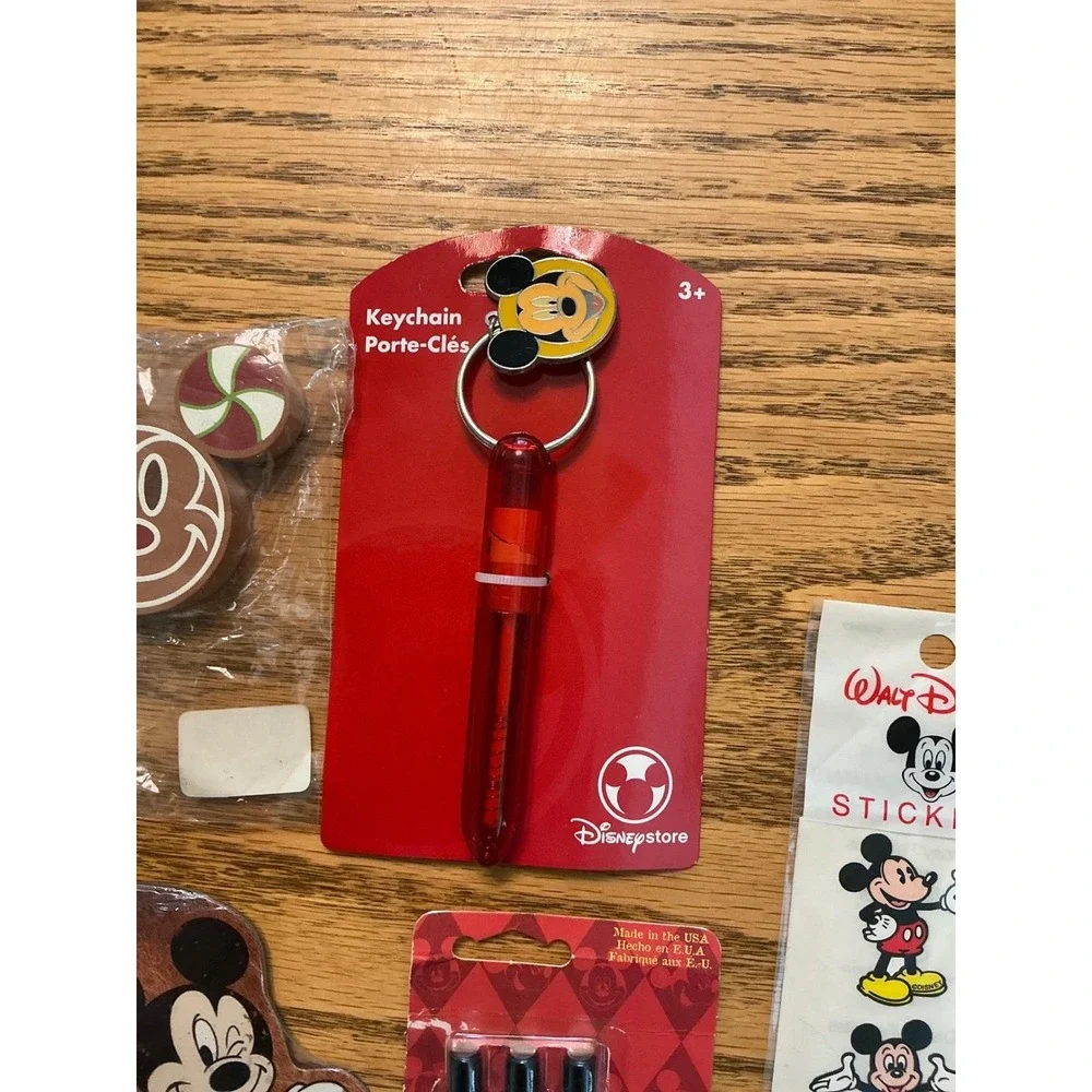 Disney Mickey Mouse Stationery Set Pens Stickers Sticky Notes Keychain Key Cover